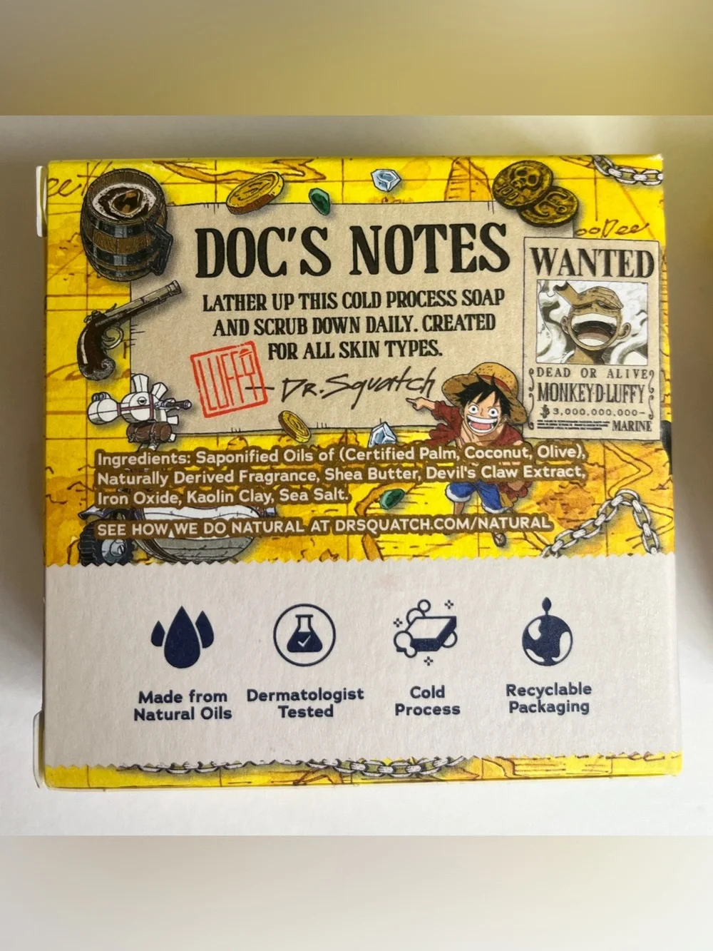 x5 DR SQUATCH x ONE PIECE Ltd Ed Straw Hat Bricc Bar Soap Luffy Zero Grit 5 oz